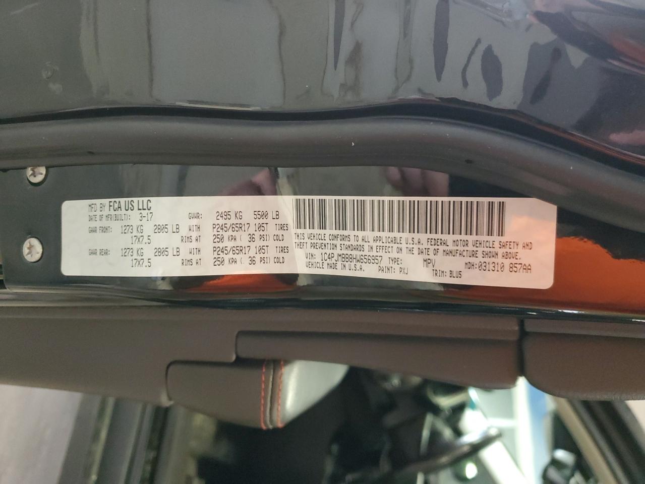 2017 Jeep Cherokee Trailhawk VIN: 1C4PJMBB8HW656957 Lot: 92034325