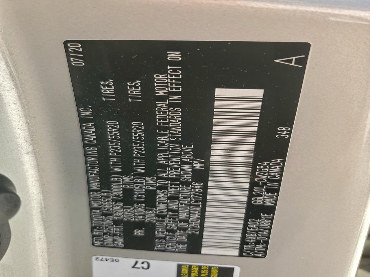 2020 Lexus Rx 350 VIN: 2T2HZMAAXLC177846 Lot: 94278355