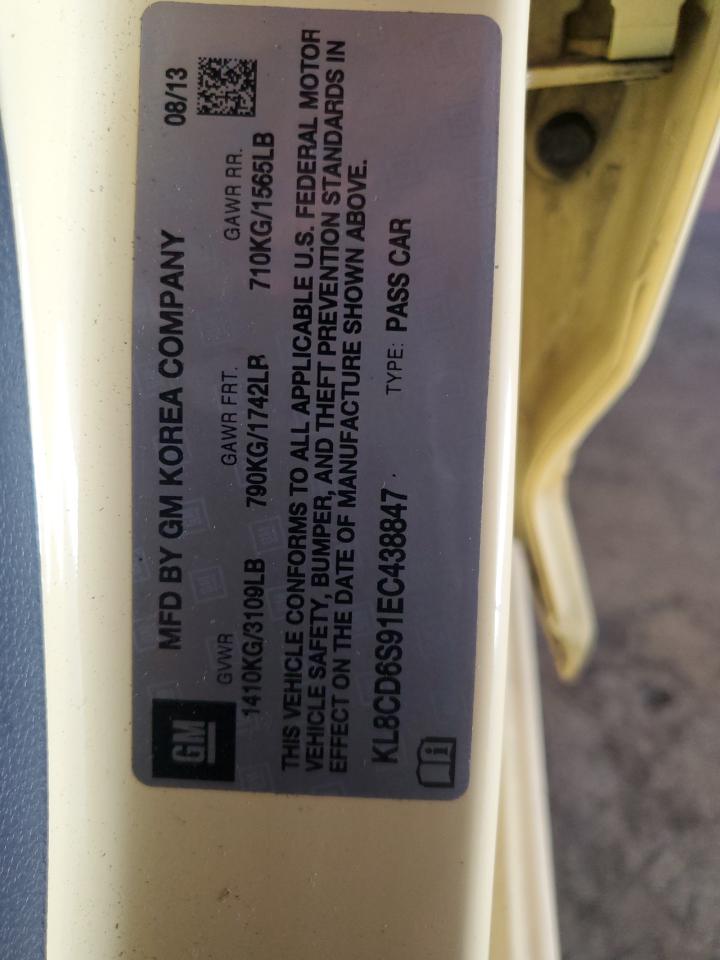 2014 Chevrolet Spark 1Lt VIN: KL8CD6S91EC438847 Lot: 90742305