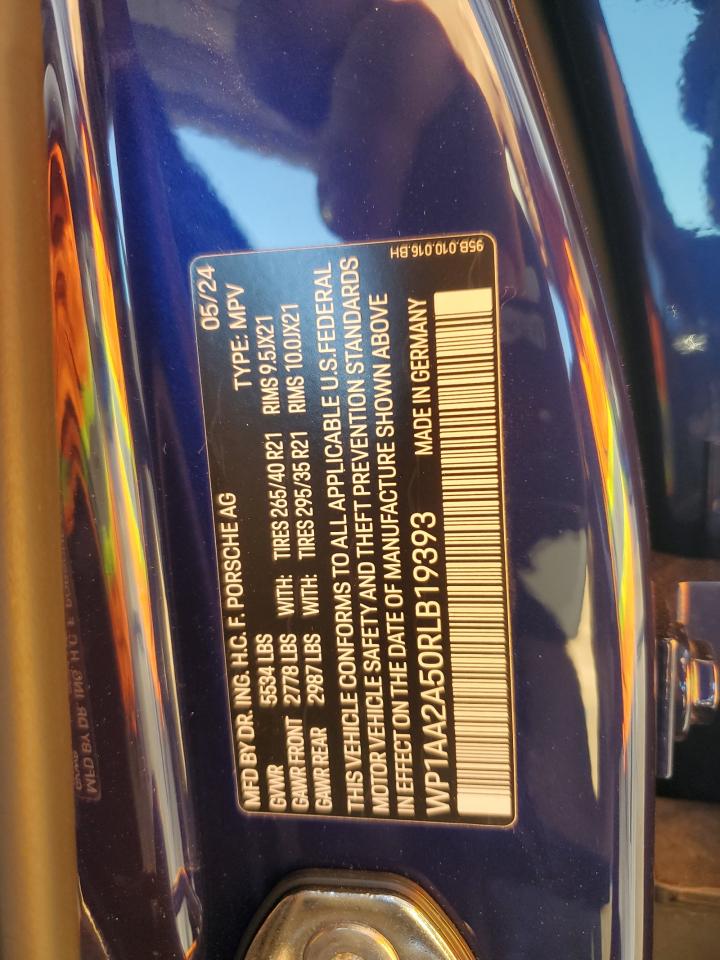 2024 Porsche Macan Base VIN: WP1AA2A50RLB19393 Lot: 90737905