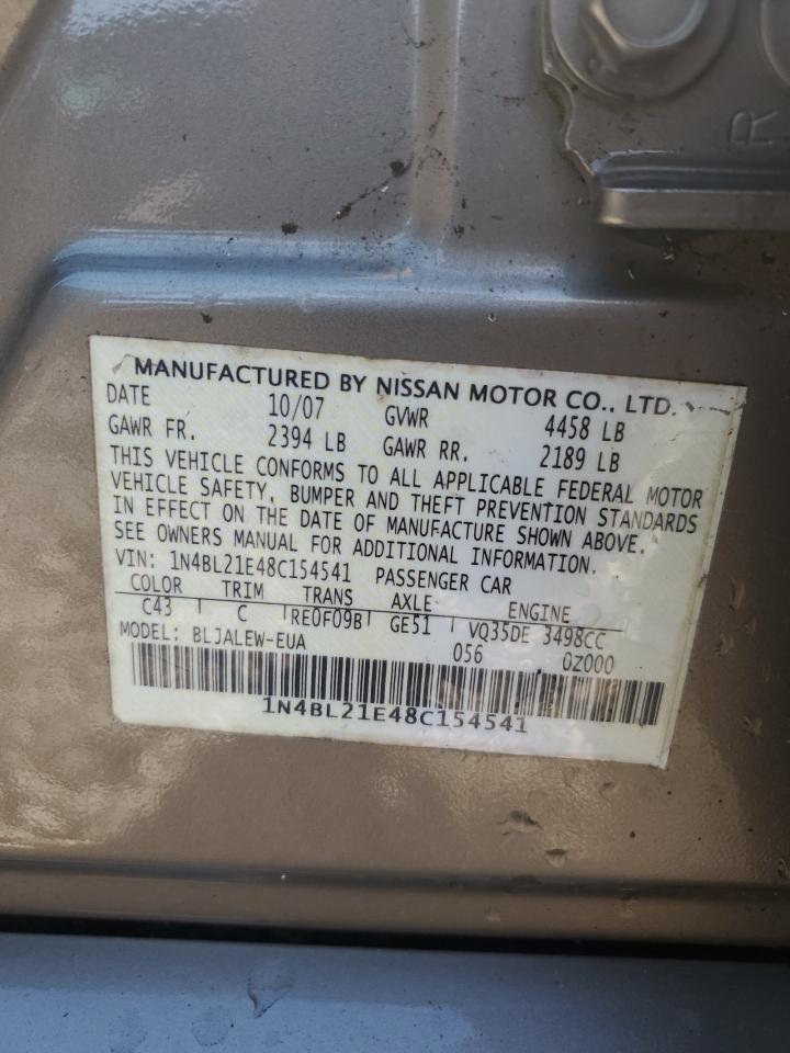 2008 Nissan Altima 3.5Se VIN: 1N4BL21E48C154541 Lot: 91784455
