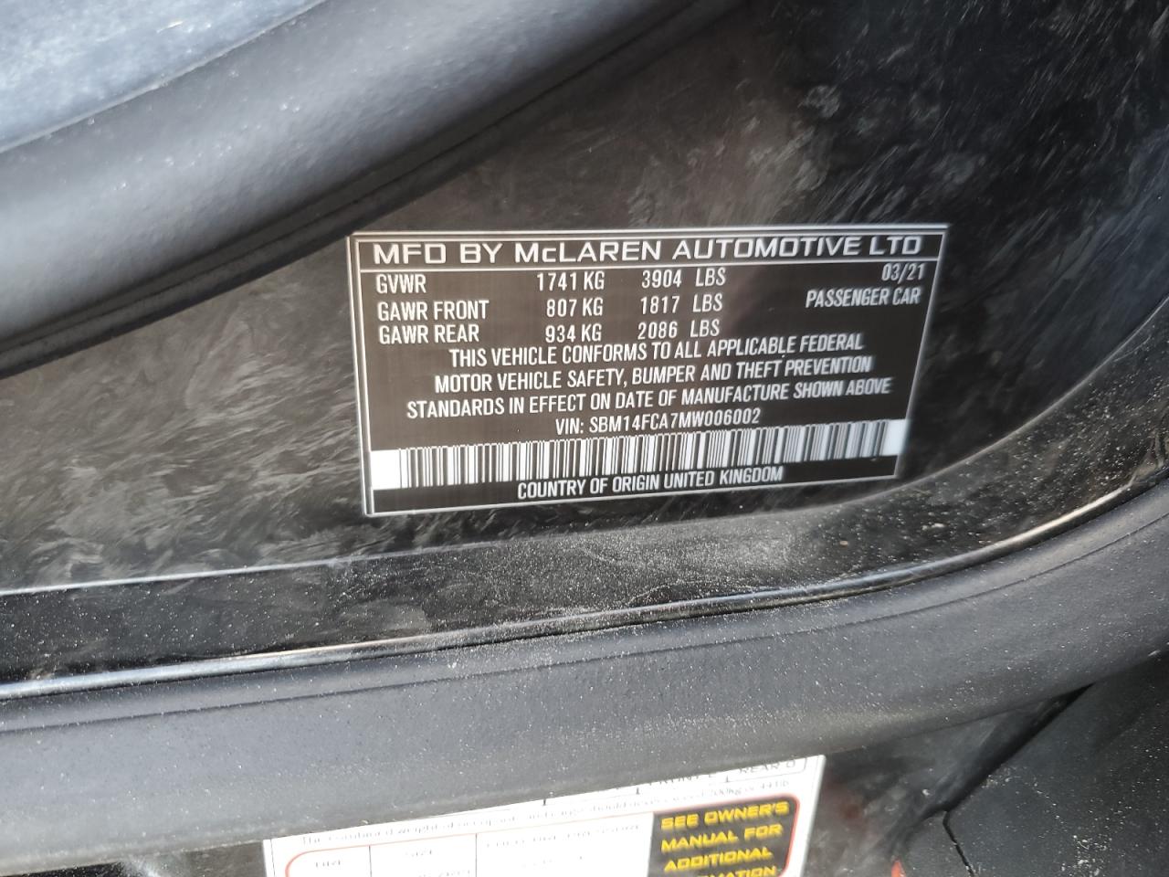 2021 Mclaren Automotive 720S VIN: SBM14FCA7MW006002 Lot: 93755475