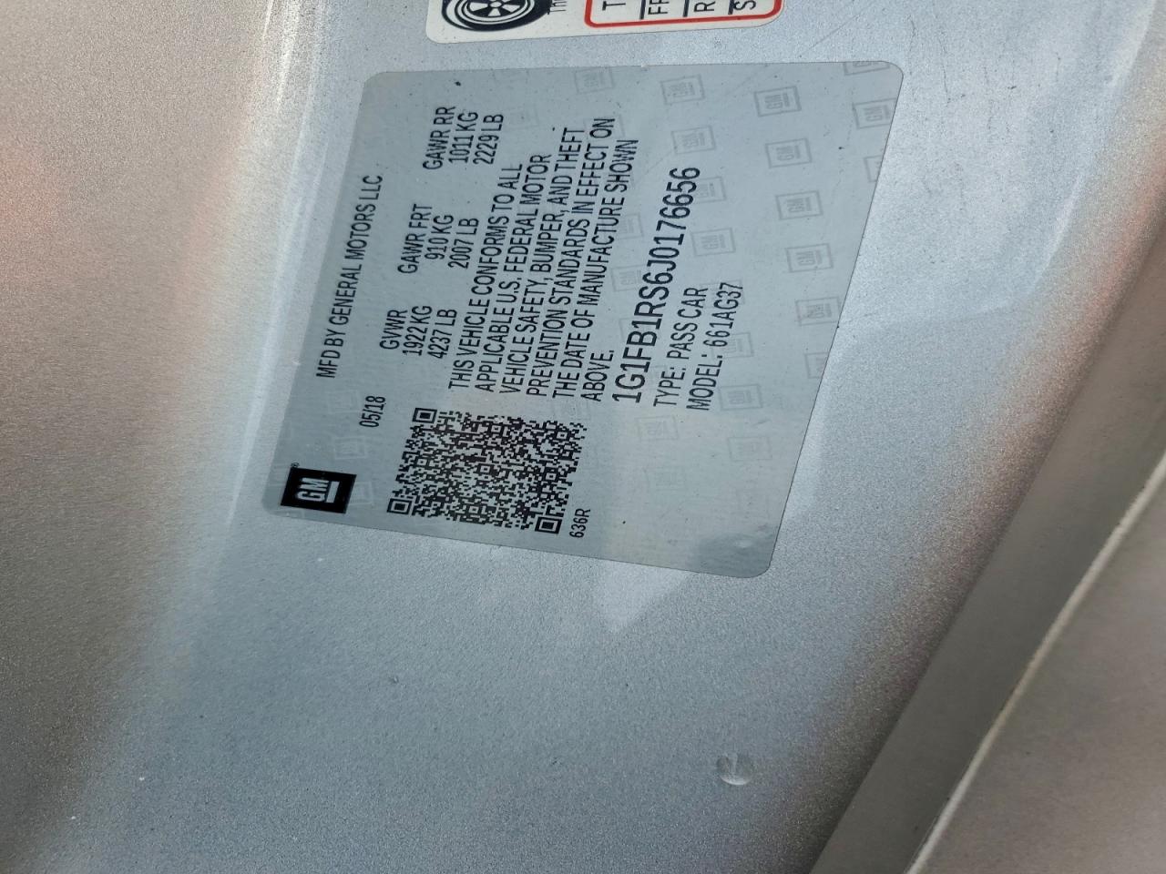 2018 Chevrolet Camaro Lt VIN: 1G1FB1RS6J0176656 Lot: 93515775