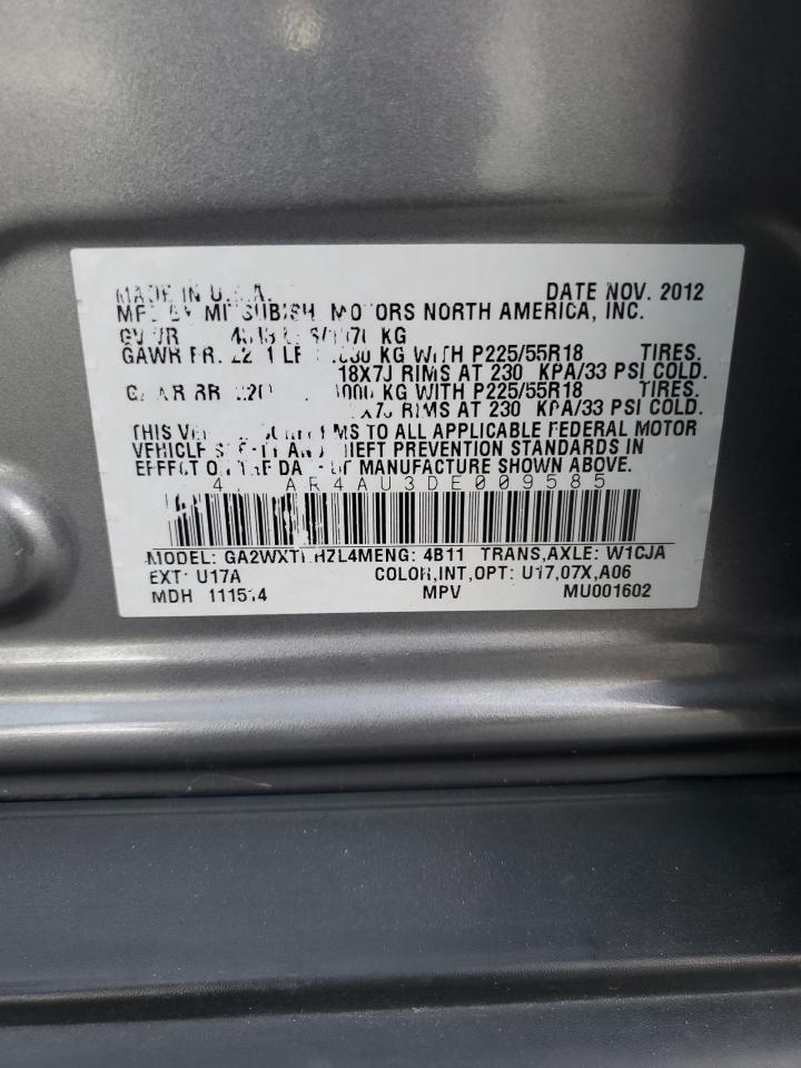 2013 Mitsubishi Outlander Sport Se VIN: 4A4AR4AU3DE009585 Lot: 91929105