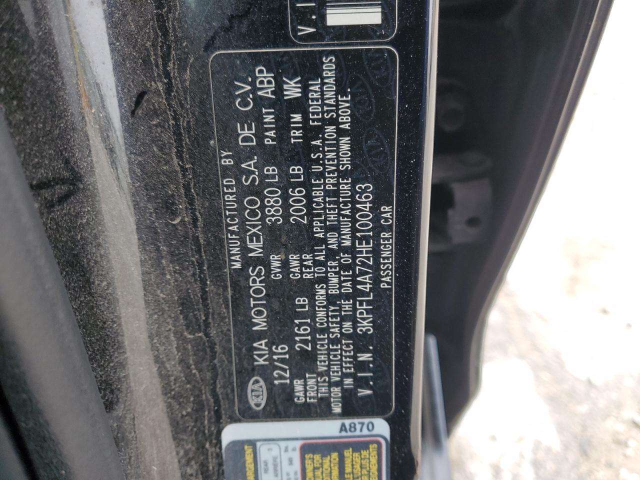 2017 Kia Forte Lx VIN: 3KPFL4A72HE100463 Lot: 92111255