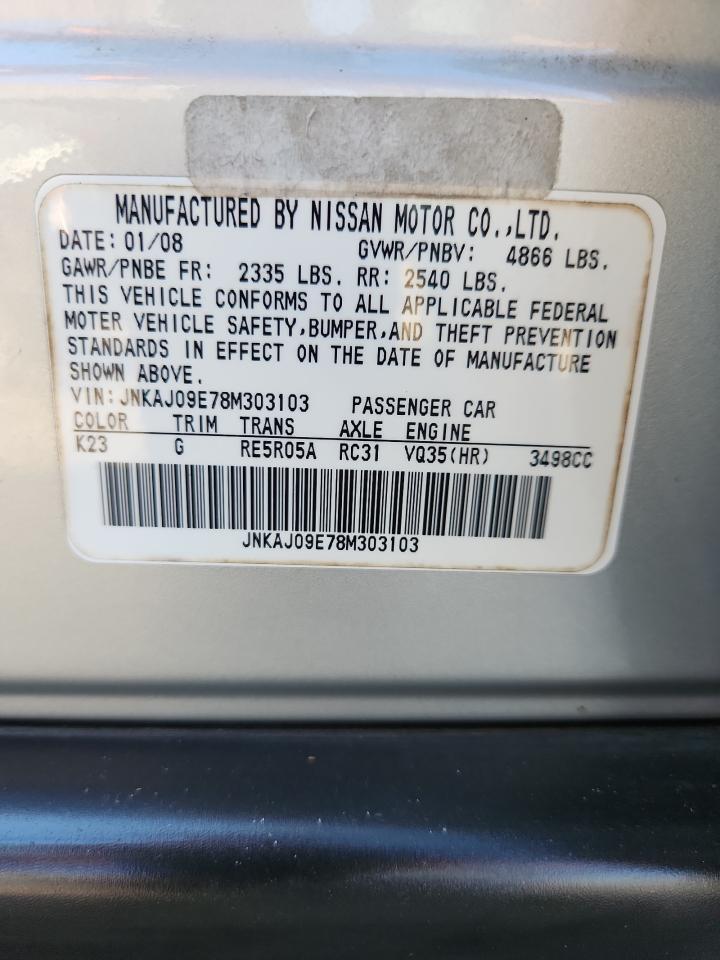 2008 Infiniti Ex35 Base VIN: JNKAJ09E78M303103 Lot: 92048315