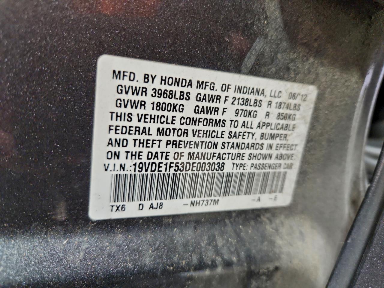 2013 Acura Ilx 20 Premium VIN: 19VDE1F53DE003038 Lot: 94053505