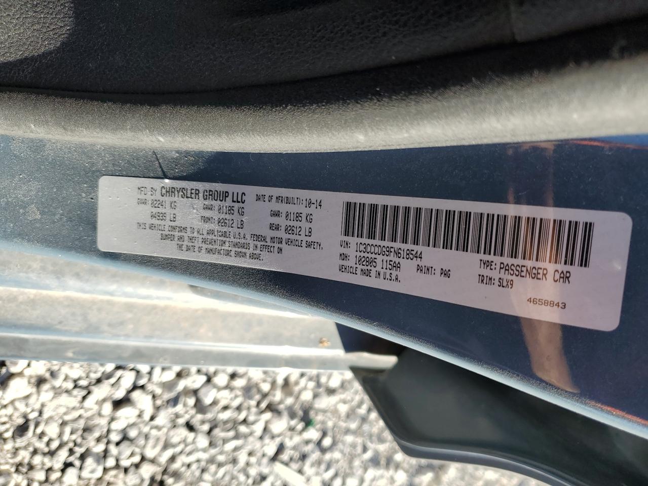 2015 Chrysler 200 S VIN: 1C3CCCDG9FN618544 Lot: 92892685