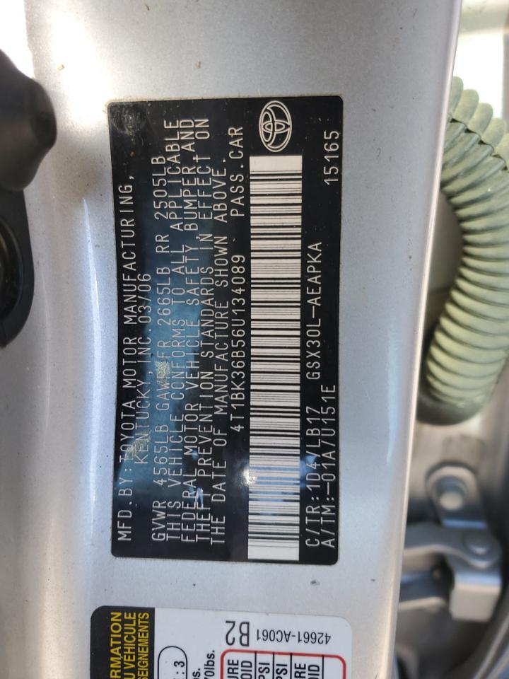 2006 Toyota Avalon Xl VIN: 4T1BK36B56U134089 Lot: 92085045