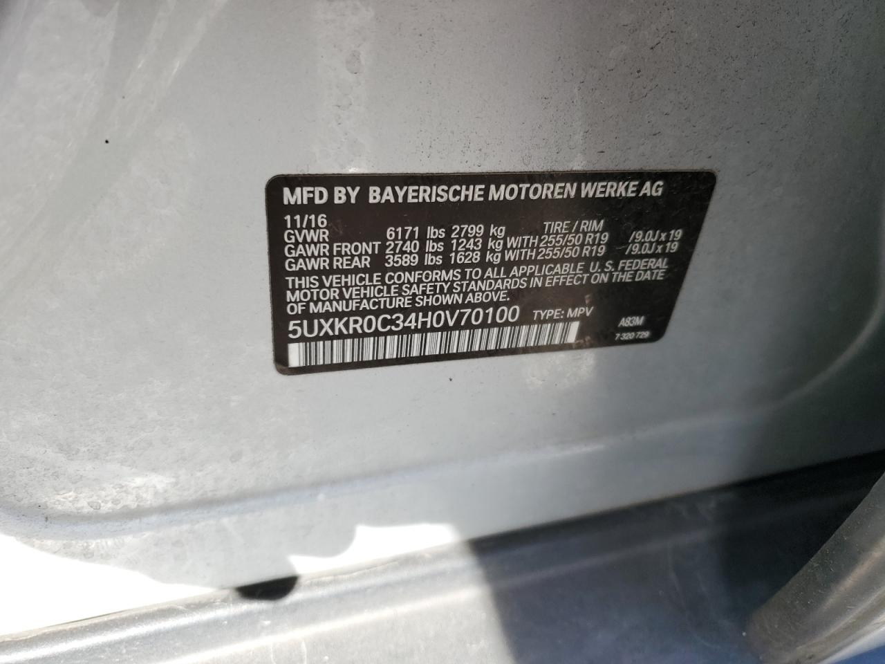 2017 BMW X5 xDrive35I VIN: 5UXKR0C34H0V70100 Lot: 92884325