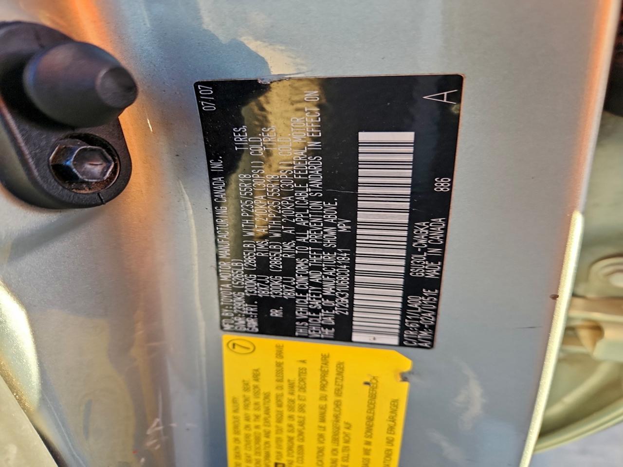 2008 Lexus Rx 350 VIN: 2T2GK31U68C041841 Lot: 94170125