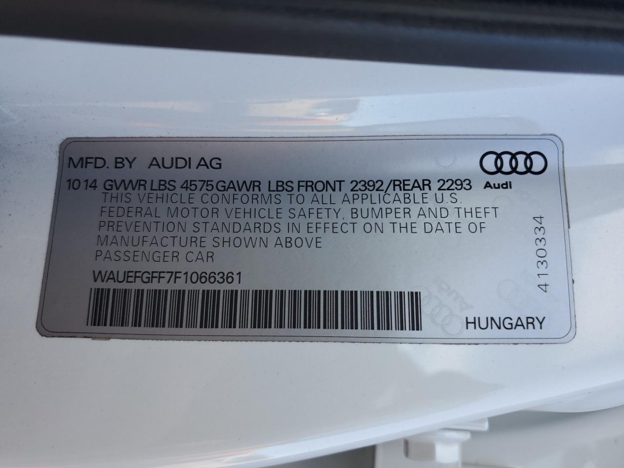 2015 Audi A3 Premium Plus VIN: WAUEFGFF7F1066361 Lot: 91560315