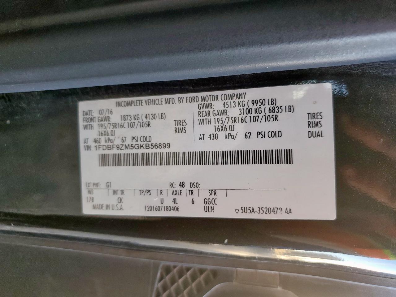 2016 Ford Transit Box Truck VIN: 1FDBF9ZM5GKB56899 Lot: 91455245