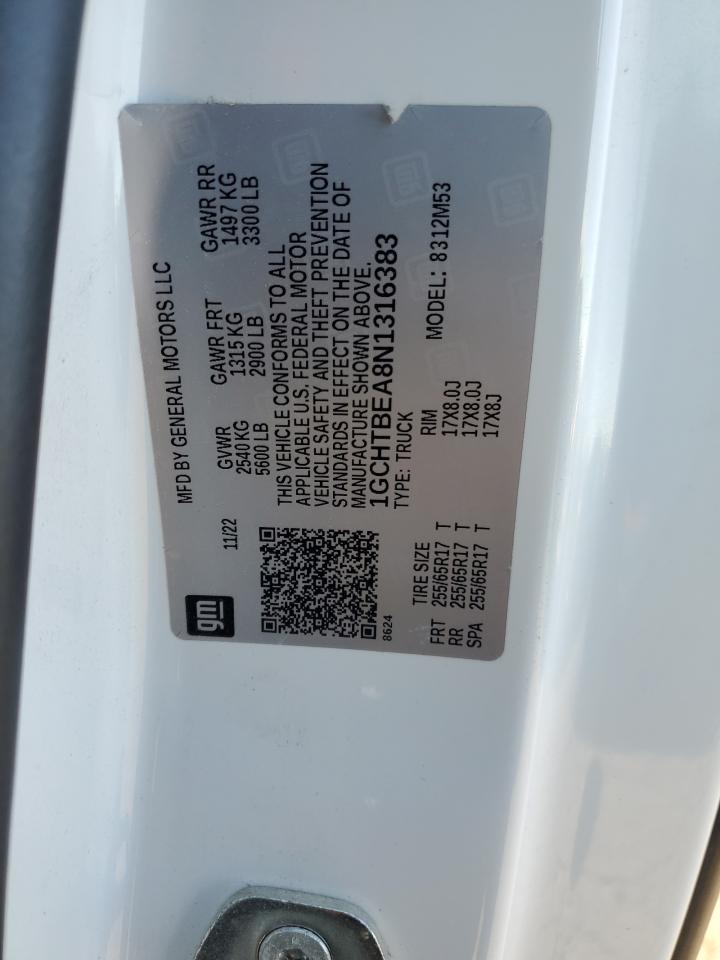 2022 Chevrolet Colorado VIN: 1GCHTBEA8N1316383 Lot: 91460045