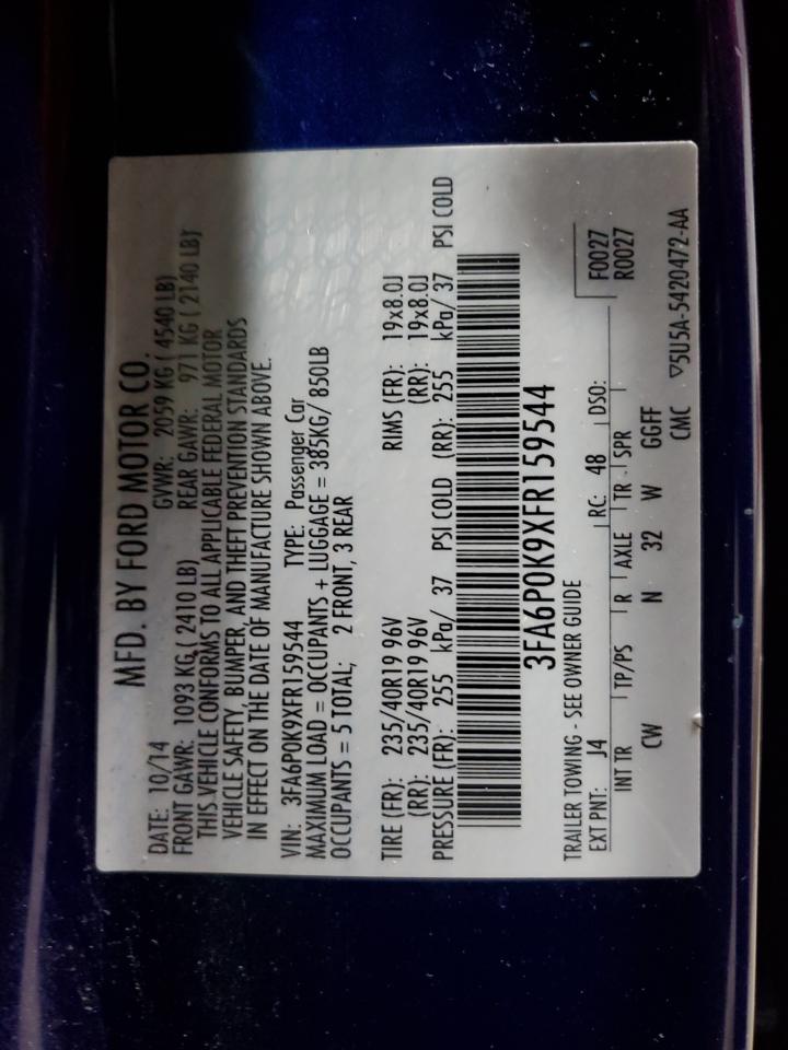 2015 Ford Fusion Titanium VIN: 3FA6P0K9XFR159544 Lot: 92625015