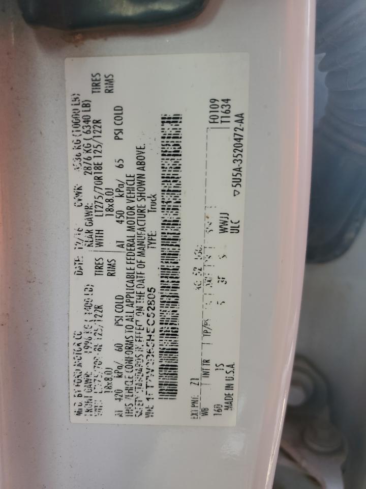 2017 Ford F250 Super Duty VIN: 1FT7W2B65HEC52805 Lot: 91182445