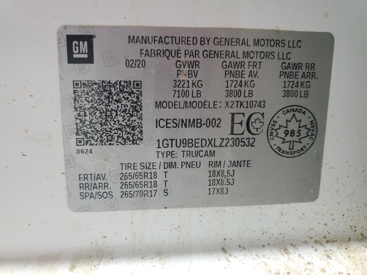 2020 GMC Sierra K1500 Sle VIN: 1GTU9BEDXLZ230532 Lot: 92211205