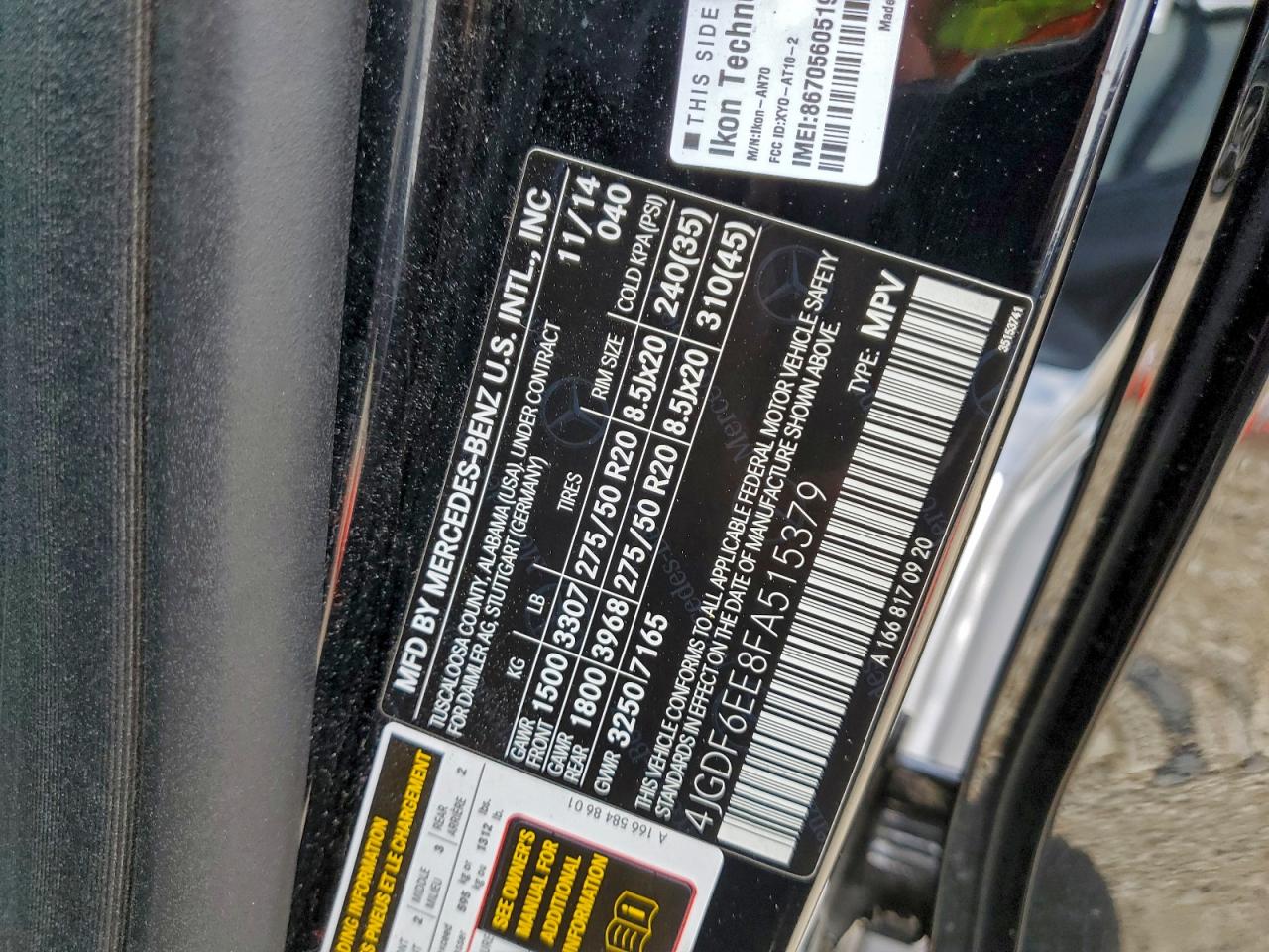 2015 Mercedes-Benz Gl 450 4Matic VIN: 4JGDF6EE8FA515379 Lot: 93696605