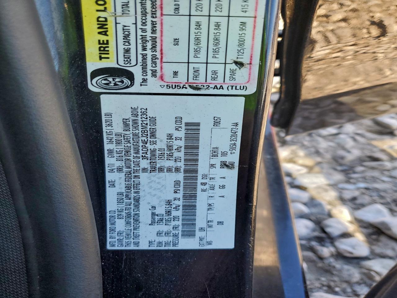 2011 Ford Fiesta Se VIN: 3FADP4EJ2BM212362 Lot: 92854165