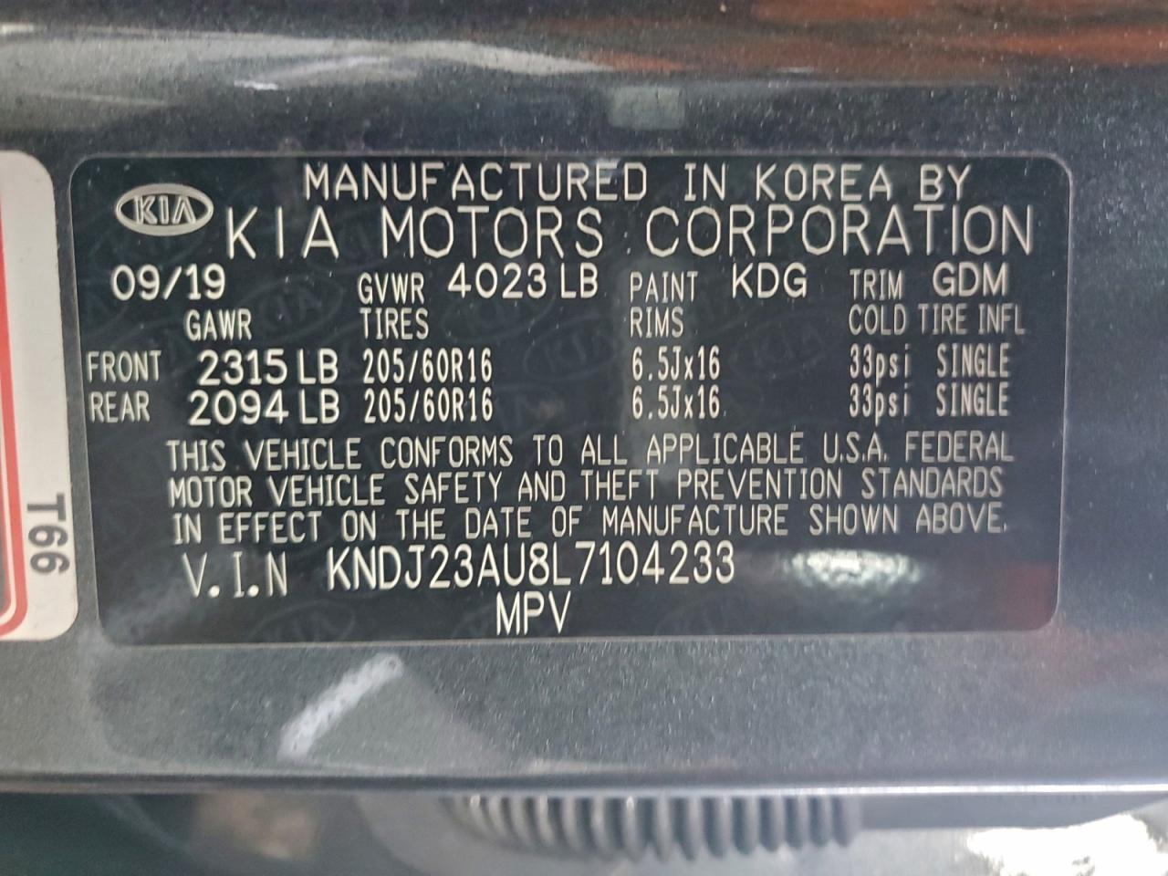 2020 Kia Soul Lx VIN: KNDJ23AU8L7104233 Lot: 93200095