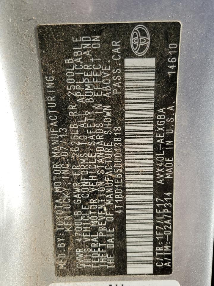 2013 Toyota Avalon Hybrid VIN: 4T1BD1EB5DU013818 Lot: 91182495