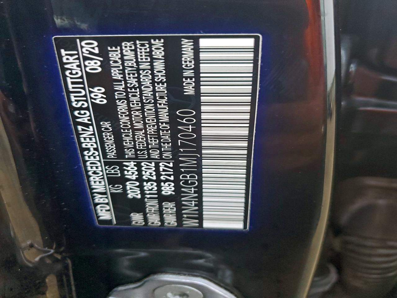 2021 Mercedes-Benz Gla 250 VIN: W1N4N4GB1MJ170460 Lot: 93755875