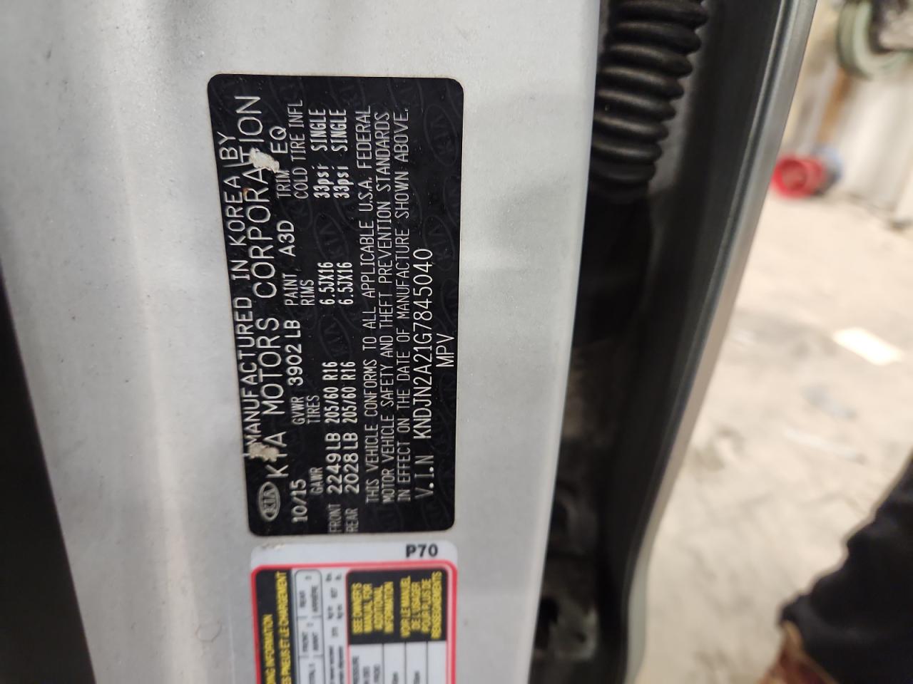 2016 Kia Soul VIN: KNDJN2A21G7845040 Lot: 92295255