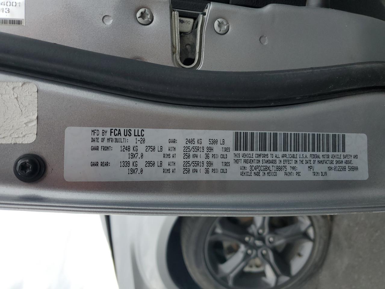 2020 Dodge Journey Crossroad VIN: 3C4PDCGBXLT188075 Lot: 91477565