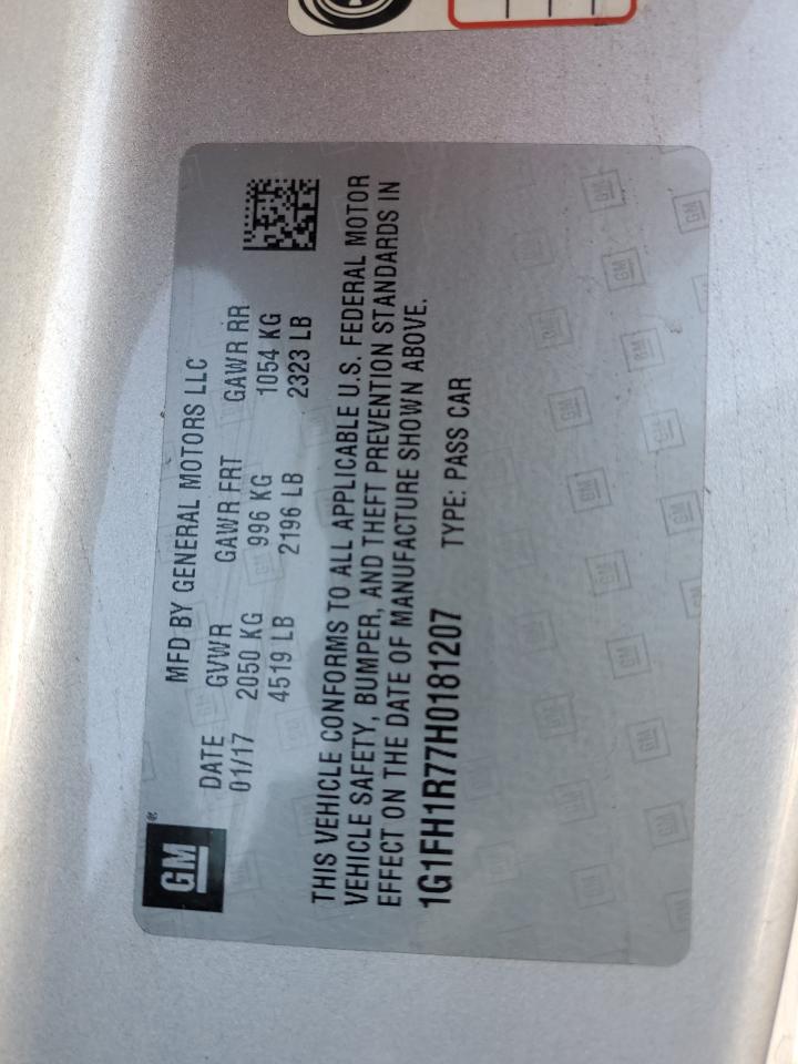 2017 Chevrolet Camaro Ss VIN: 1G1FH1R77H0181207 Lot: 91857355