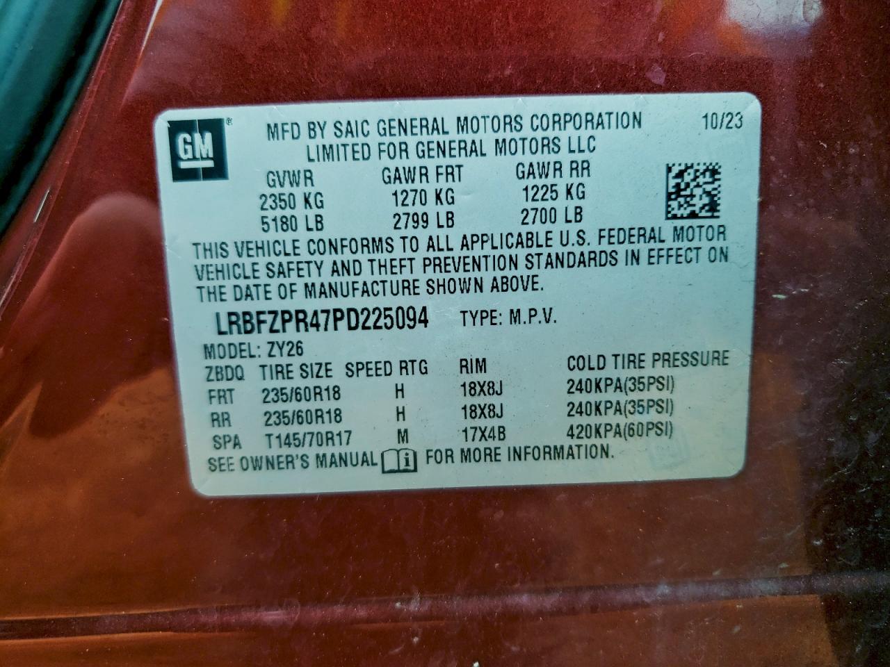 2023 Buick Envision Essence VIN: LRBFZPR47PD225094 Lot: 94419375