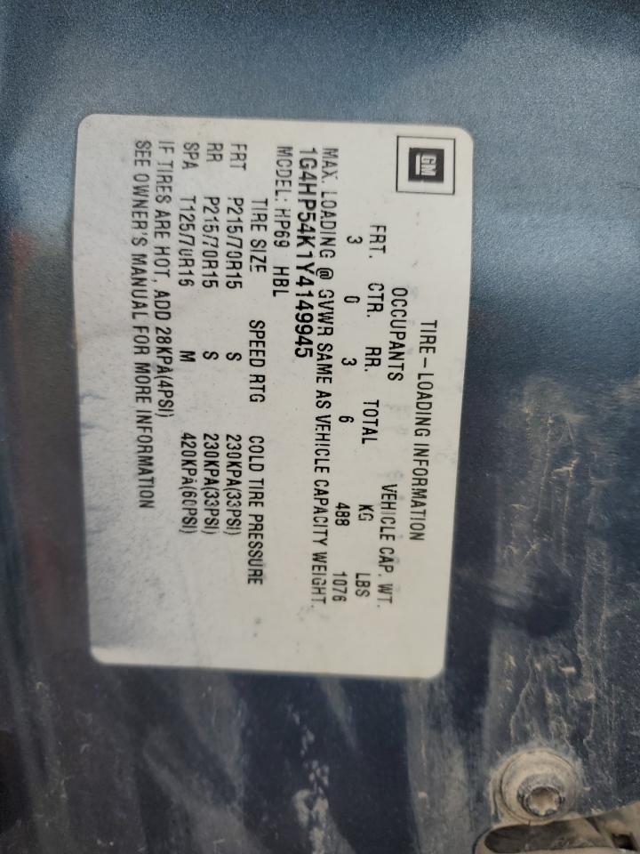 2000 Buick Lesabre Custom VIN: 1G4HP54K1Y4149945 Lot: 91460565