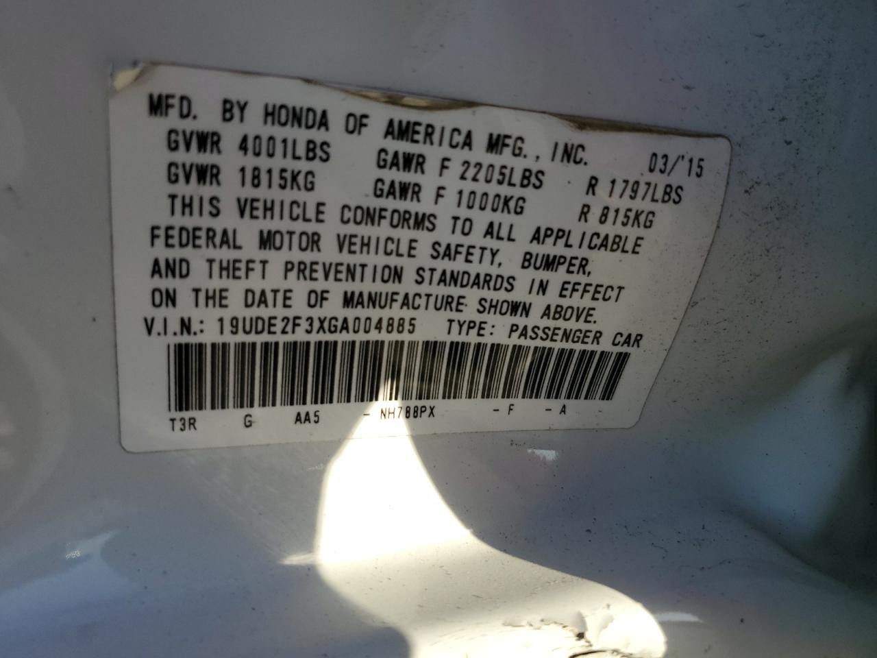 2016 Acura Ilx Base Watch Plus VIN: 19UDE2F3XGA004885 Lot: 92641175