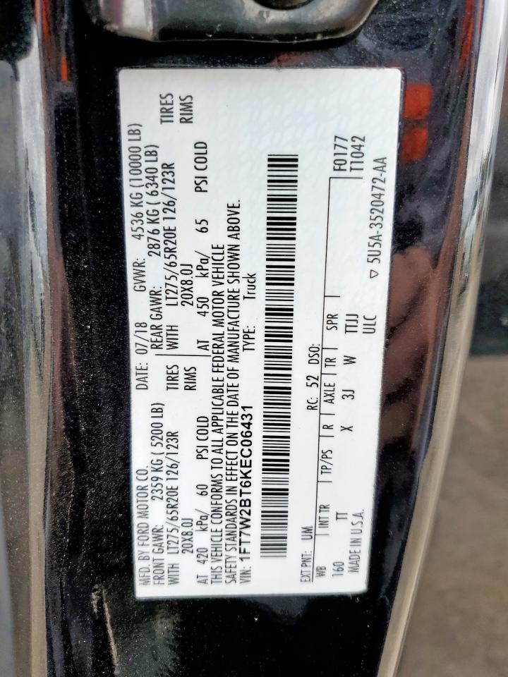 2019 Ford F250 Super Duty VIN: 1FT7W2BT6KEC06431 Lot: 93309835