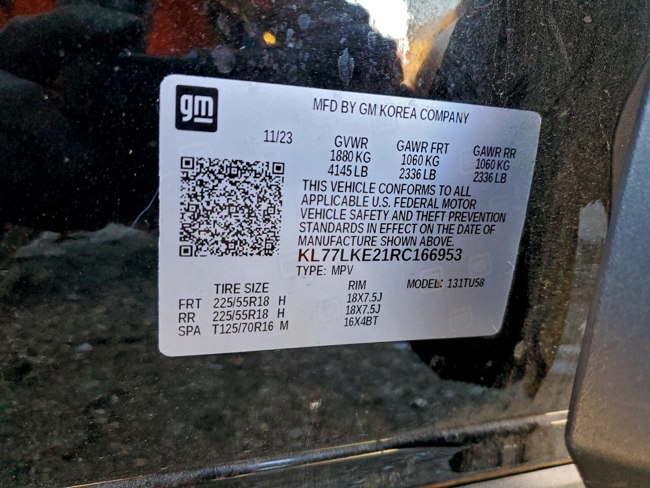 2024 Chevrolet Trax Activ VIN: KL77LKE21RC166953 Lot: 93295685