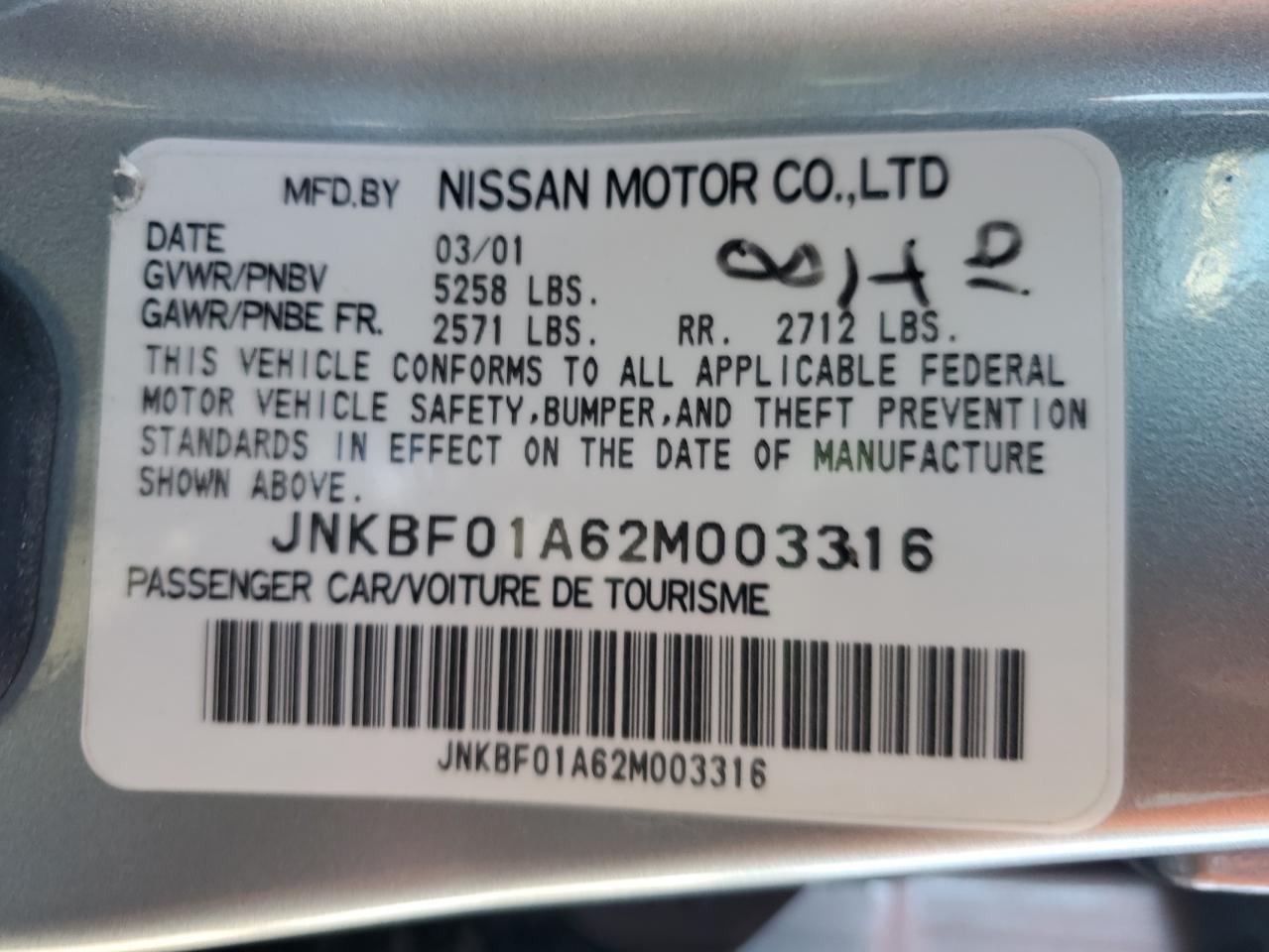 2002 Infiniti Q45 VIN: JNKBF01A62M003316 Lot: 92124325