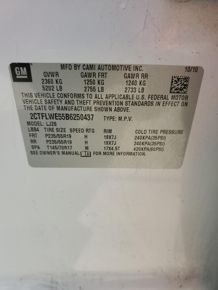 2011 GMC Terrain Slt VIN: 2CTFLWE55B6250437 Lot: 92339945