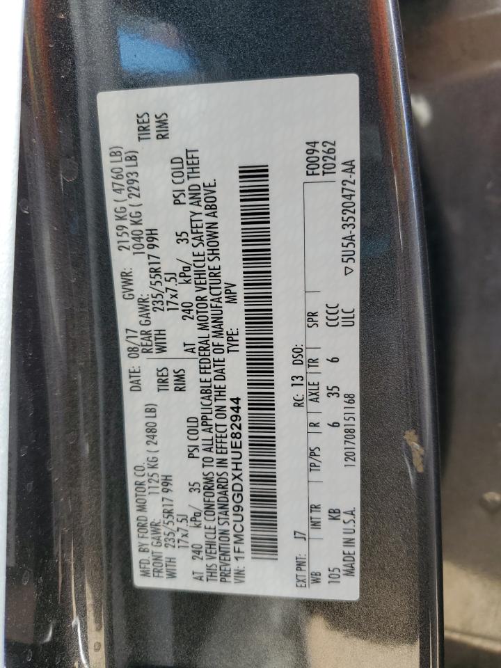 2017 Ford Escape Se VIN: 1FMCU9GDXHUE82944 Lot: 91269765