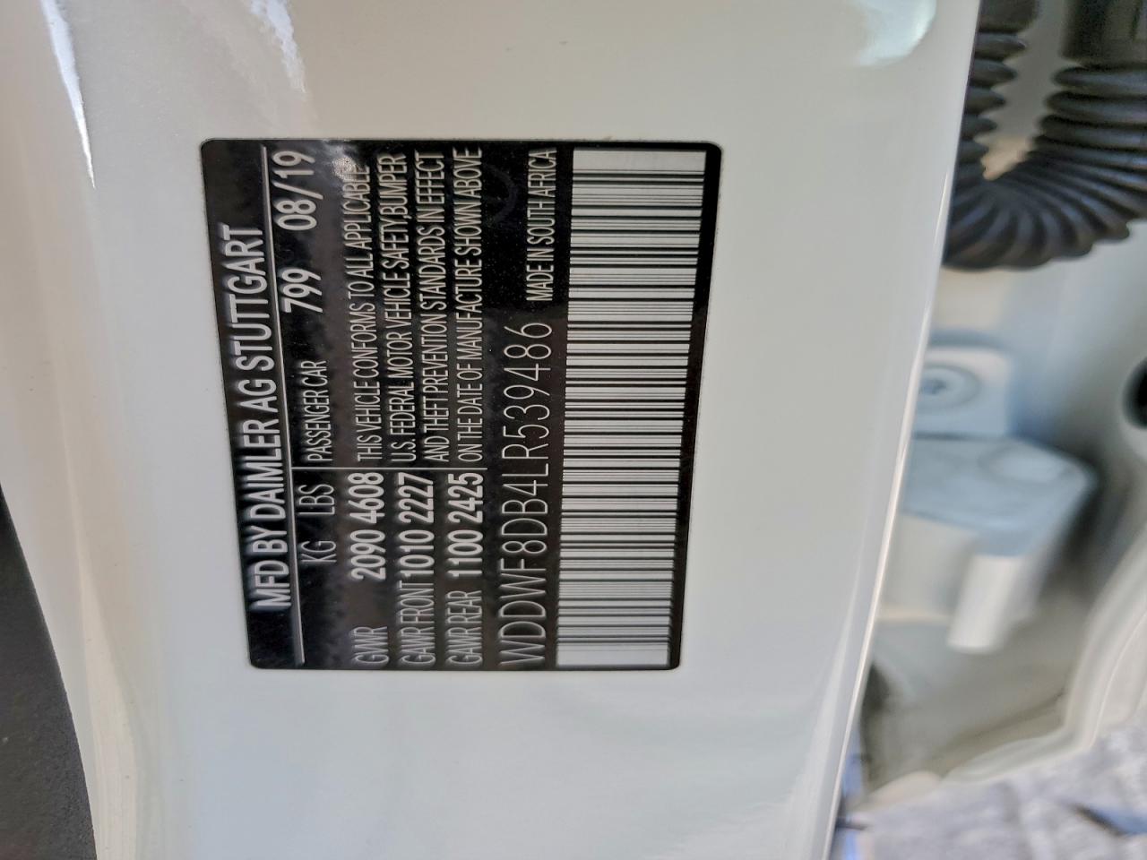 2020 Mercedes-Benz C 300 VIN: WDDWF8DB4LR539486 Lot: 93888915