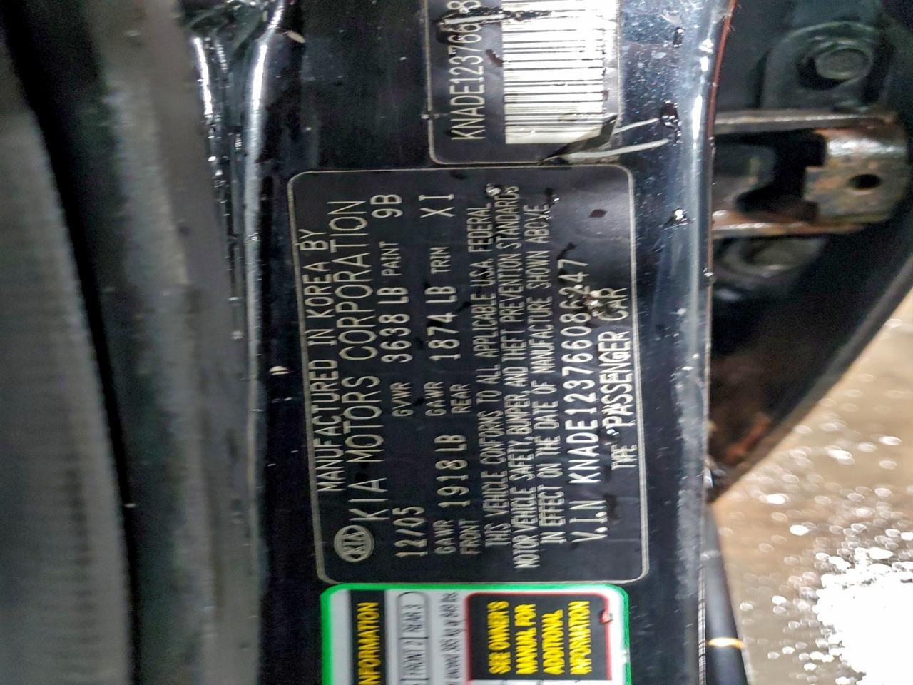 2006 Kia Rio VIN: KNADE123766086247 Lot: 94373845