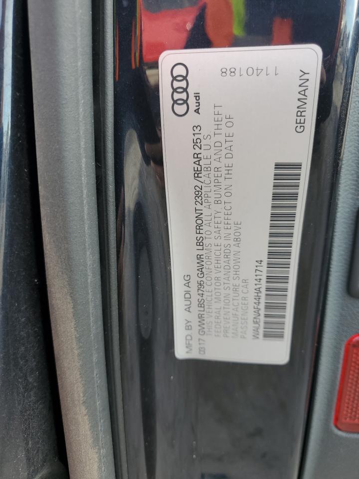 2017 Audi A4 Premium Plus VIN: WAUENAF44HA141714 Lot: 93085265