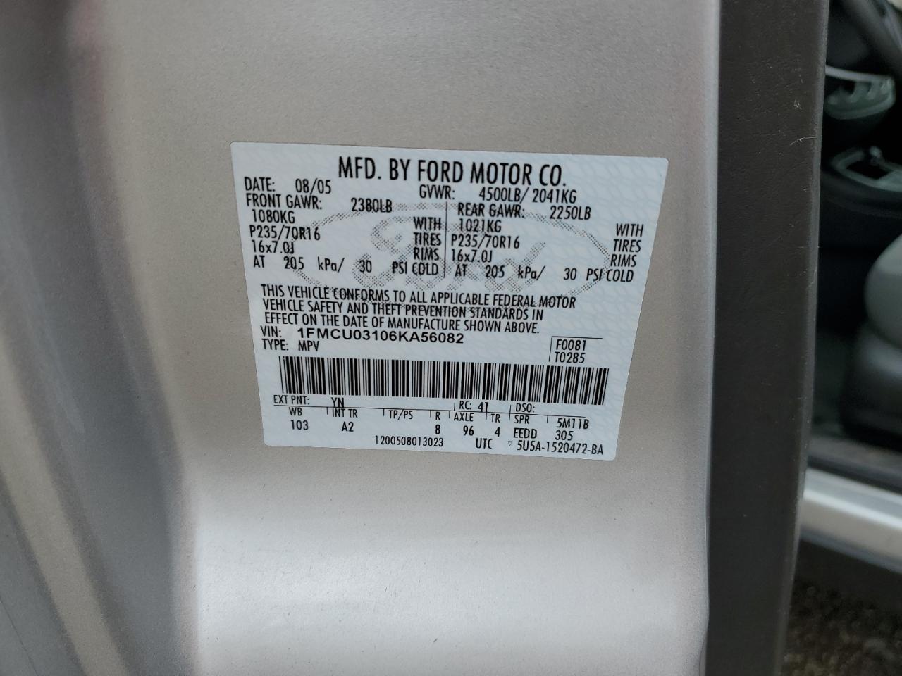 2006 Ford Escape Xlt VIN: 1FMCU03106KA56082 Lot: 93648205