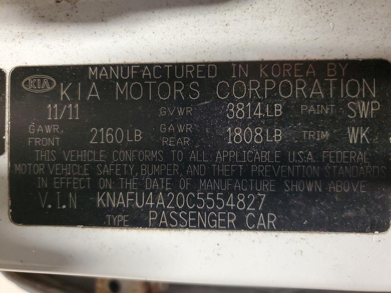 2012 Kia Forte Ex VIN: KNAFU4A20C5554827 Lot: 92956975