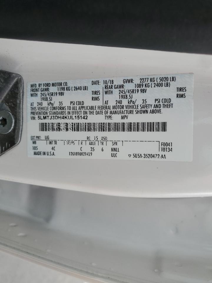 2019 Lincoln Mkc Reserve VIN: 5LMTJ3DH4KUL15142 Lot: 91825925