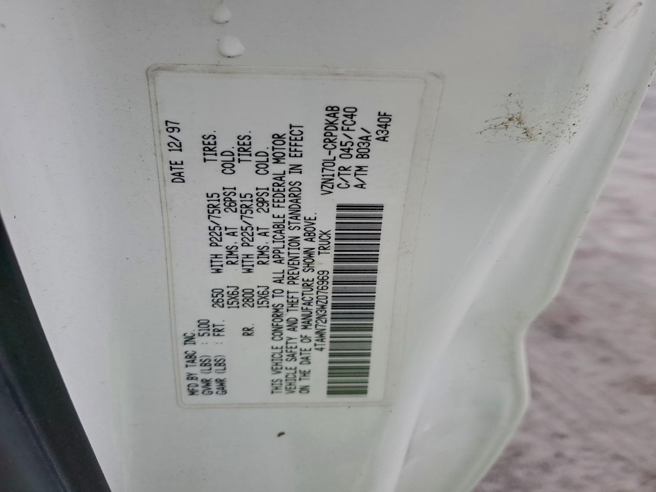 1998 Toyota Tacoma Xtracab VIN: 4TAWN72N3WZ076969 Lot: 93994965