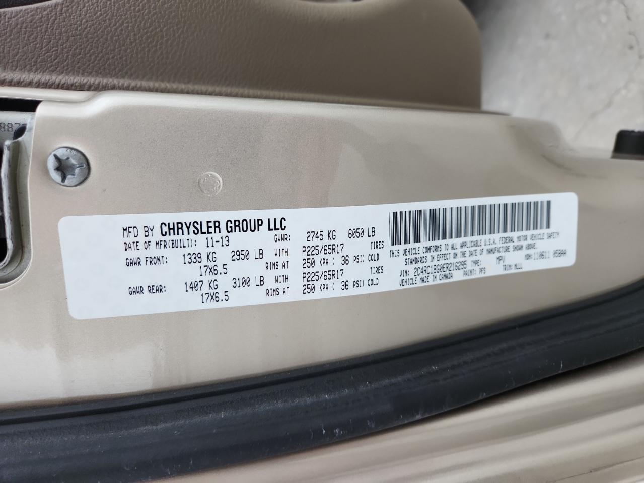 2014 Chrysler Town & Country Touring VIN: 2C4RC1BG0ER216295 Lot: 91926355