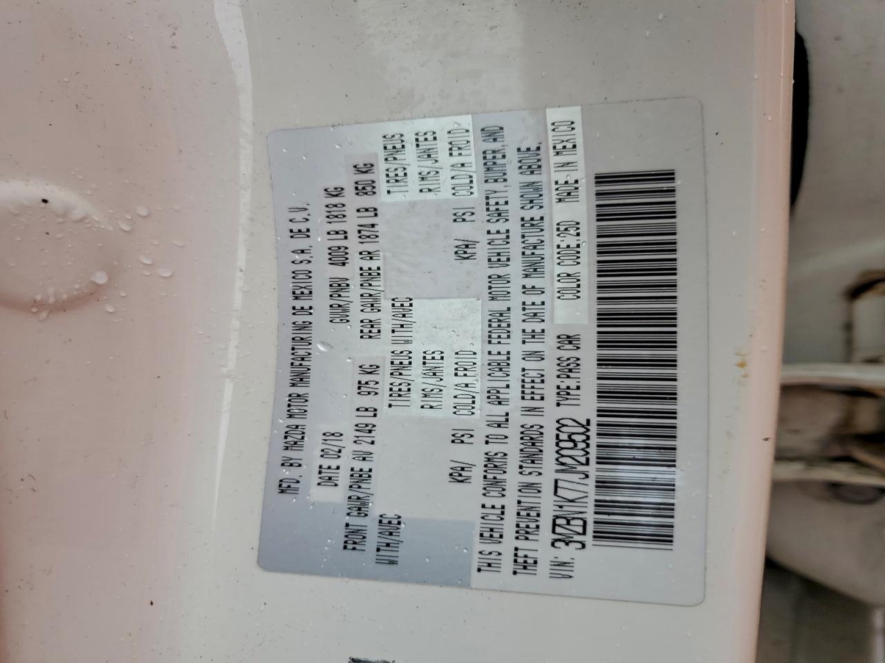 2018 Mazda 3 Sport VIN: 3MZBN1K77JM209502 Lot: 93276495