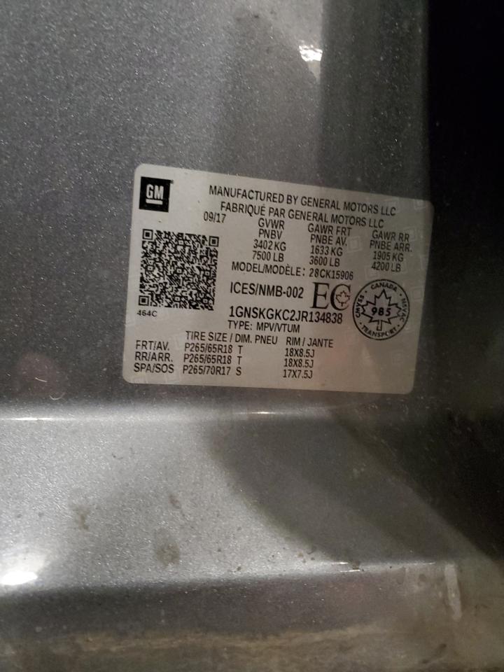 2018 Chevrolet Suburban K1500 Ls VIN: 1GNSKGKC2JR134838 Lot: 82627075