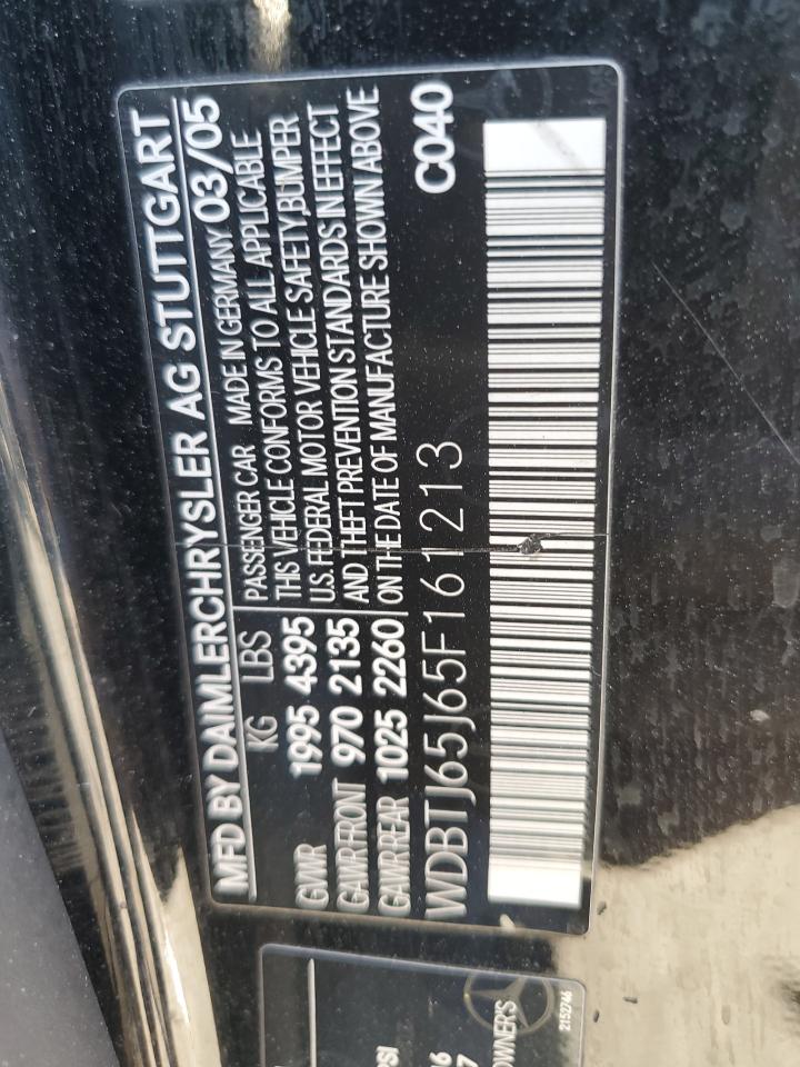 2005 Mercedes-Benz Clk 320C VIN: WDBTJ65J65F161213 Lot: 91665065