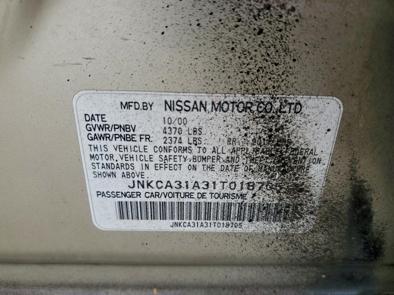 2001 Infiniti I30 VIN: JNKCA31A31T018705 Lot: 94745475