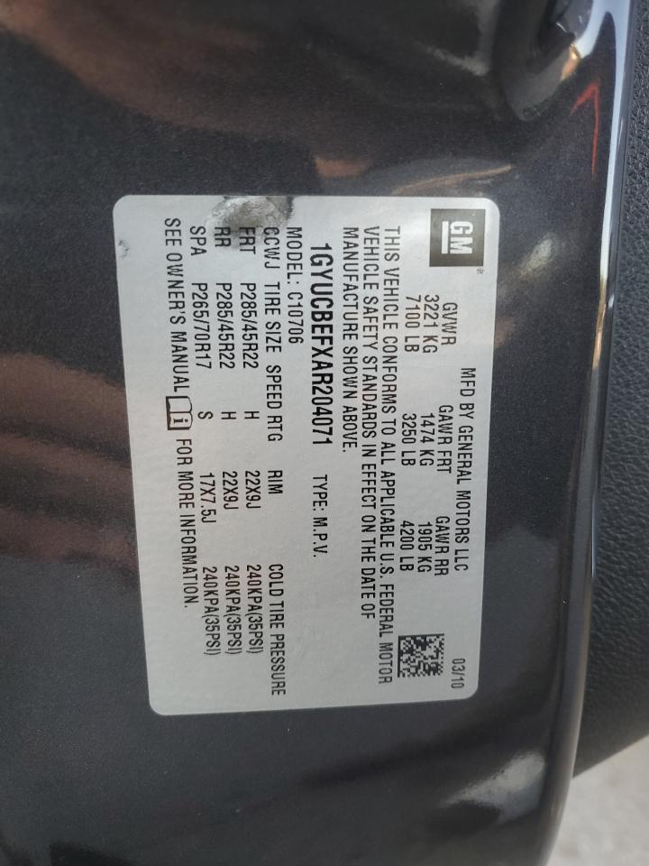 2010 Cadillac Escalade Luxury VIN: 1GYUCBEFXAR204071 Lot: 93287875